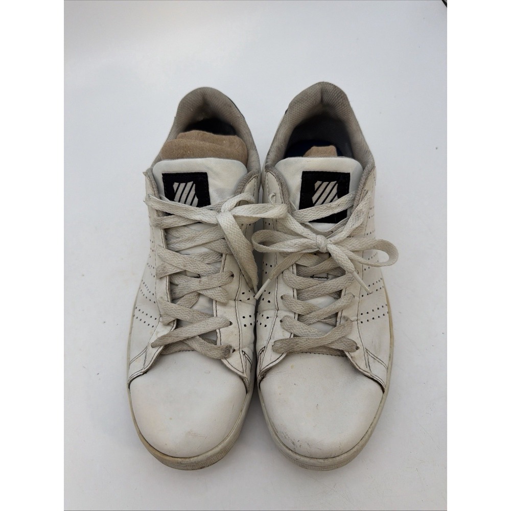 K-Swiss Court Pro II Low Mens White Black Leather Sneakers 05586-102-M Size 10.5